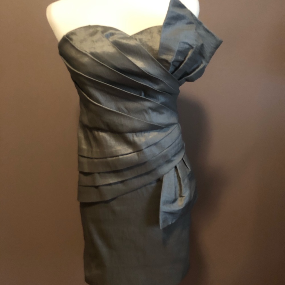 Metallic silver cocktail dress